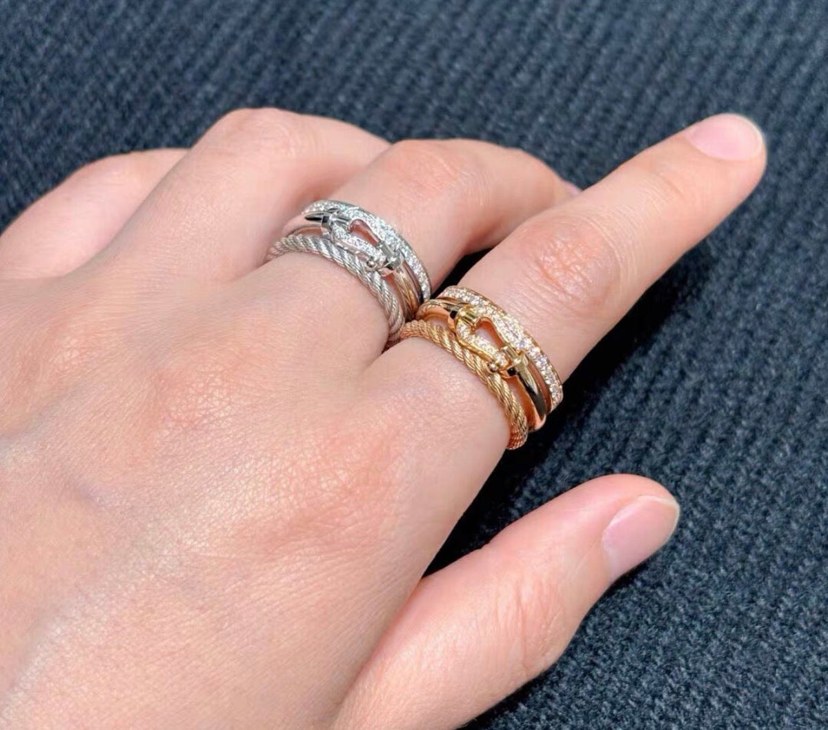 [Elowen jewels]FORCE 10 RISE SERIES LARGE-SIZED 18K GOLD HALF-SET DIAMOND RING
