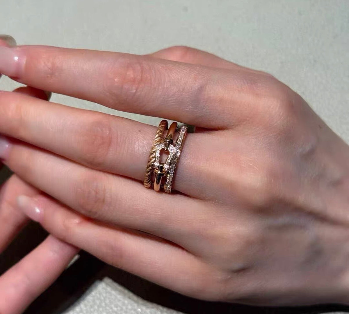 [Elowen jewels]FORCE 10 RISE SERIES LARGE-SIZED 18K GOLD HALF-SET DIAMOND RING