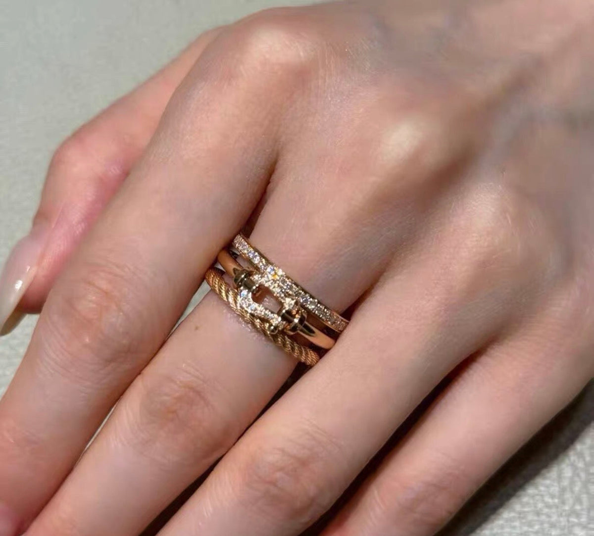 [Elowen jewels]FORCE 10 RISE SERIES LARGE-SIZED 18K GOLD HALF-SET DIAMOND RING