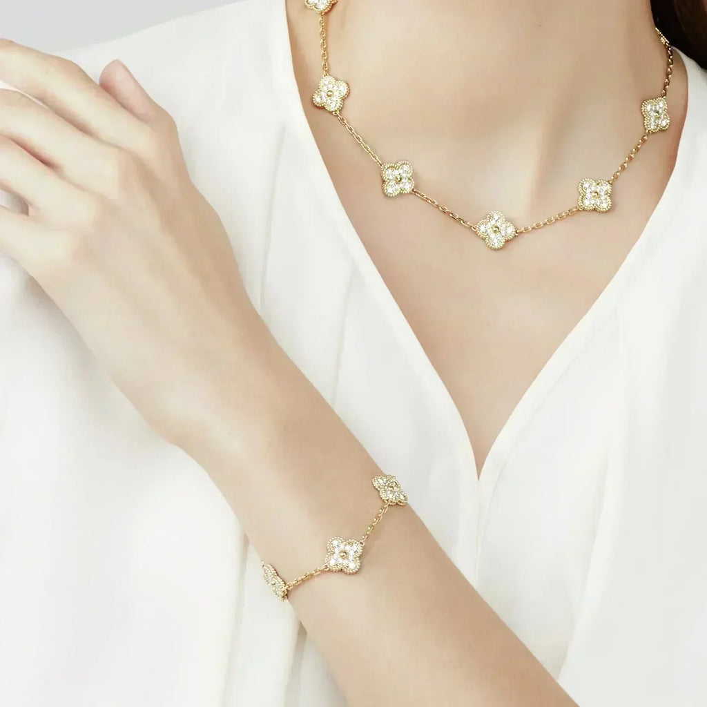 [Elowen jewels ] CLOVER 5 MOTIF FULL DIAMOND BRACELET COLLECTION