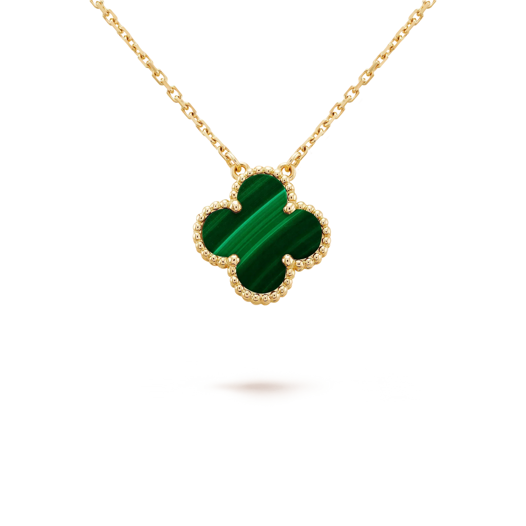 [Elowen jewels ]クローバー 15MM マラカイト シングルフラワー ネックレス