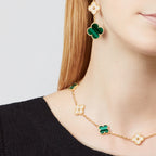 [Elowen jewels ]CLOVER 10 MOTIFS MALACHITE DIAMOND NECKLACE