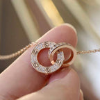 [Elowen jewels ]LOVE 7.6MM NECKLACE ROSE GOLD AND SILVER  FULL DIAMOND