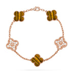 [Elowen jewels ] KOLLEKTION KLEEBLATT ARMBAND MIT 5 TIGERAUGE-MOTIVEN