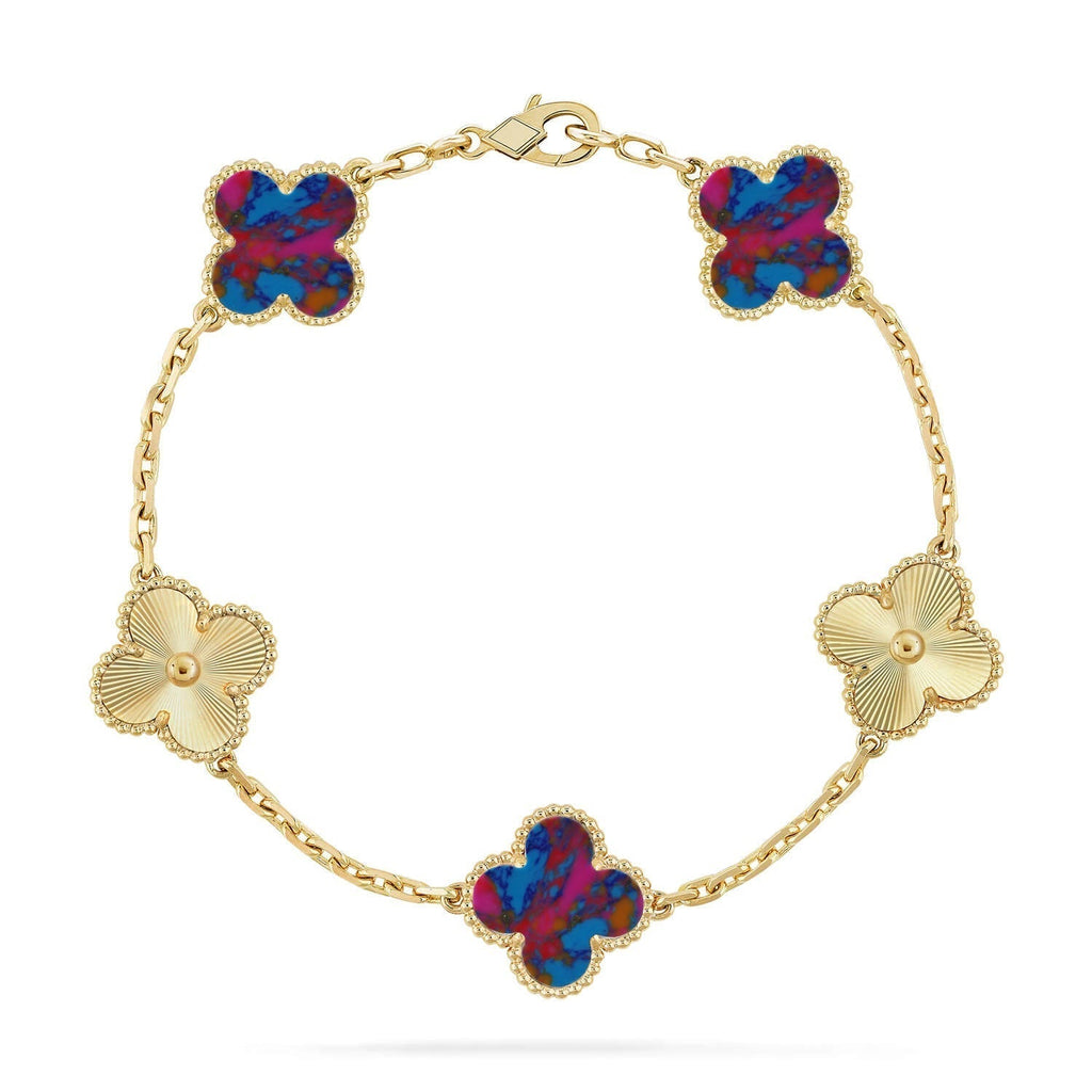 [Elowen jewels ]CLOVER 5 MOTIF COLOR GEMSTONES BRACELET COLLECTION