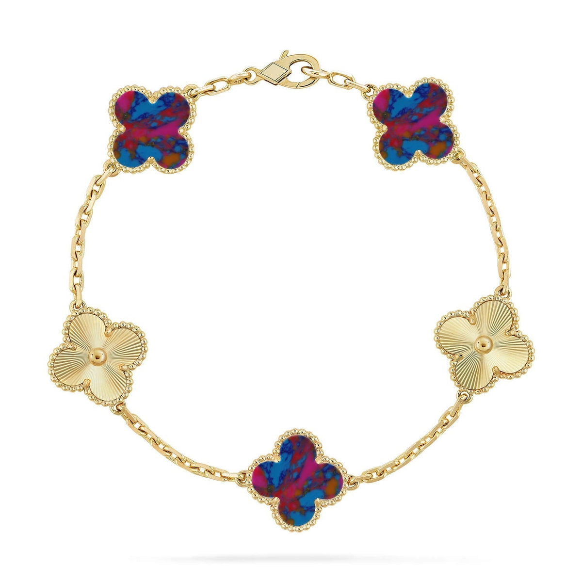 [Elowen jewels ]CLOVER 5 MOTIF COLOR GEMSTONES BRACELET COLLECTION