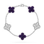 [Elowen jewels ]CLOVER ARMBAND MIT 5 MOTIVEN LILA STREIFEN KOLLEKTION