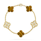 [Elowen jewels ] KOLLEKTION KLEEBLATT ARMBAND MIT 5 TIGERAUGE-MOTIVEN