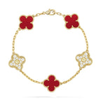 [Elowen jewels ] CLOVER 5 MOTIF RED CORNELIAN BRACELET COLLECTION