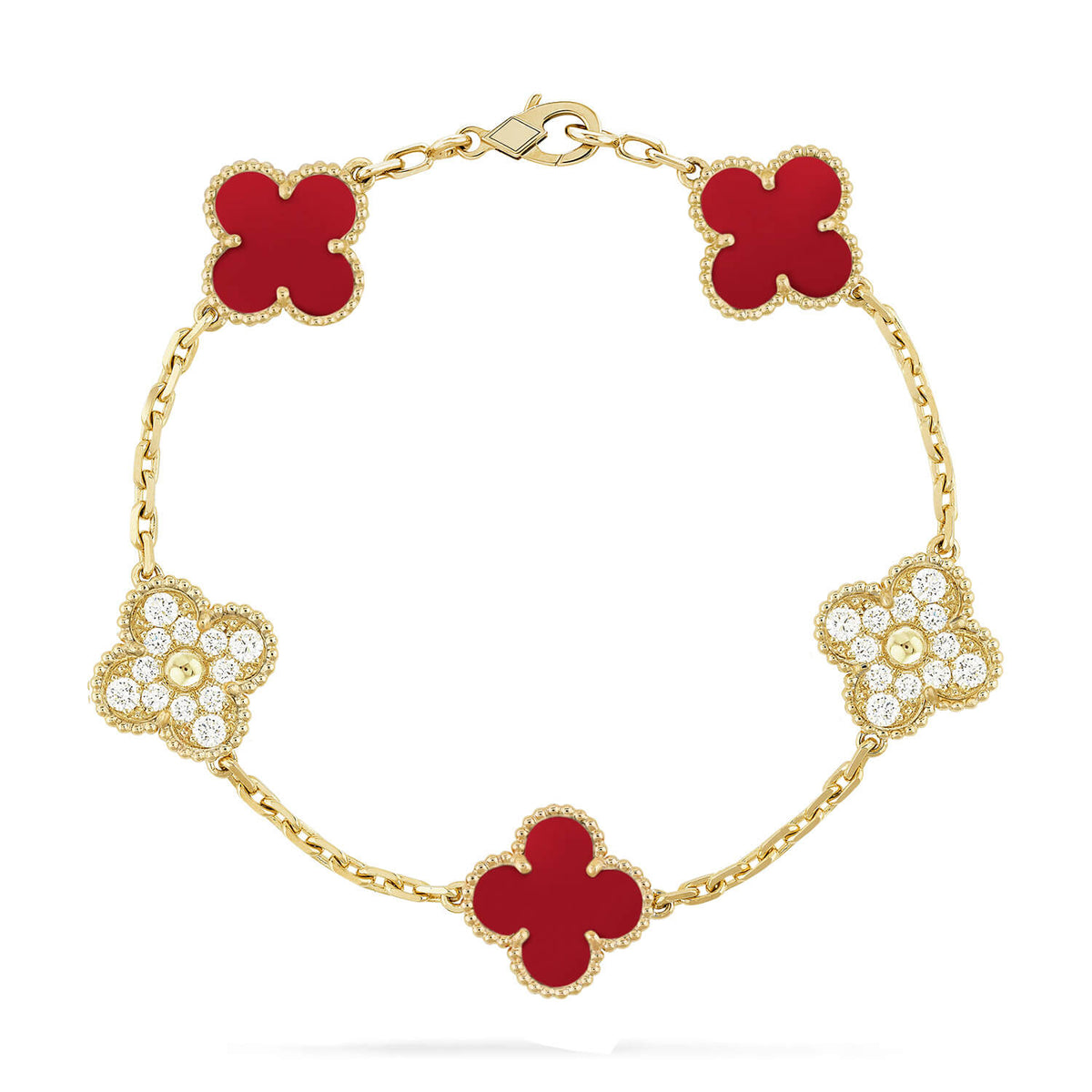 [Elowen jewels ] CLOVER 5 MOTIF RED CORNELIAN BRACELET COLLECTION