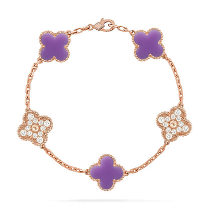 [Elowen Jewels]CLOVER 5 MOTIF LIGHT PURPLE BRACELET COLLECTION