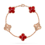 [Elowen jewels ]KLEEBATT-ARMBAND MIT 5 MOTIVEN, ROTES MUSTER, KOLLEKTION