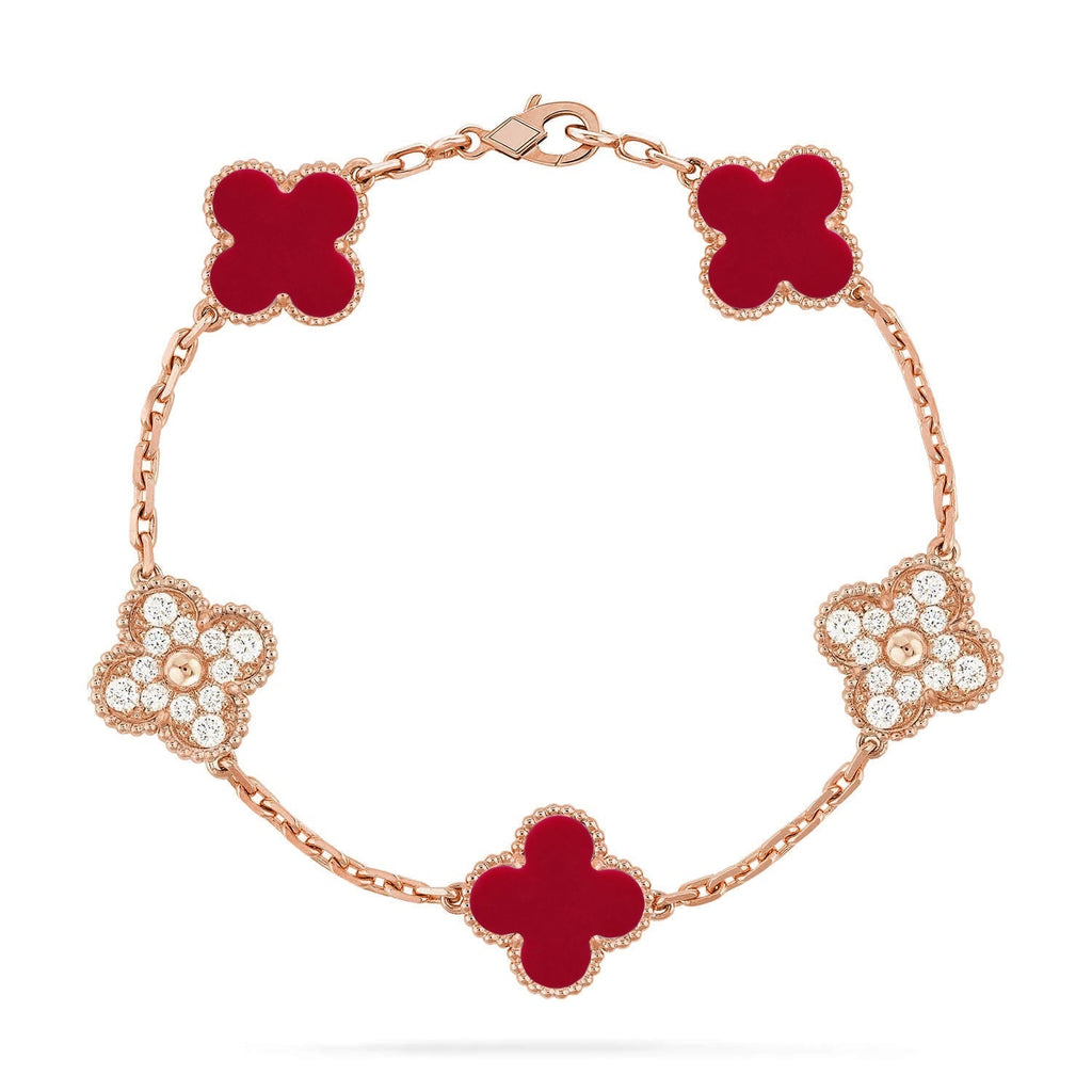[Elowen jewels ] CLOVER 5 MOTIF RED CORNELIAN BRACELET COLLECTION
