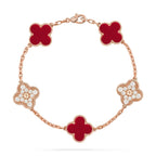 [Elowen jewels ] CLOVER 5 MOTIF RED CORNELIAN BRACELET COLLECTION