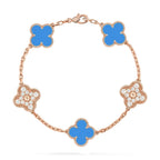[Elowen jewels ] KOLLEKTION CLOVER 5 MOTIV ARMBAND MIT BLAUEM ACHAT