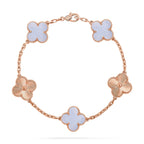 [Elowen jewels ] KOLLEKTION: CLOVER 5-MOTIV ARMBAND AUS LILA CHALCEDON