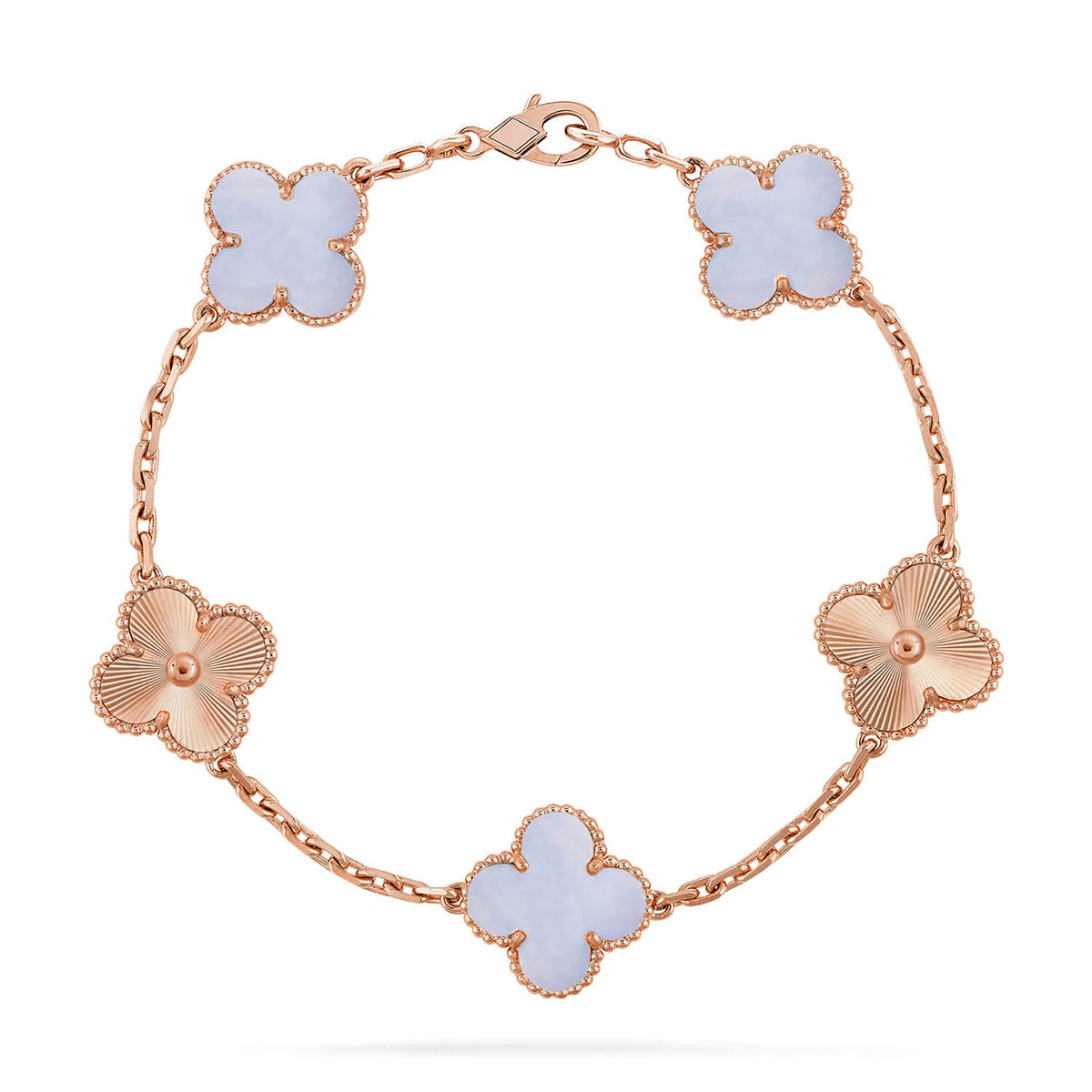 [Elowen jewels ] KOLLEKTION: CLOVER 5-MOTIV ARMBAND AUS LILA CHALCEDON