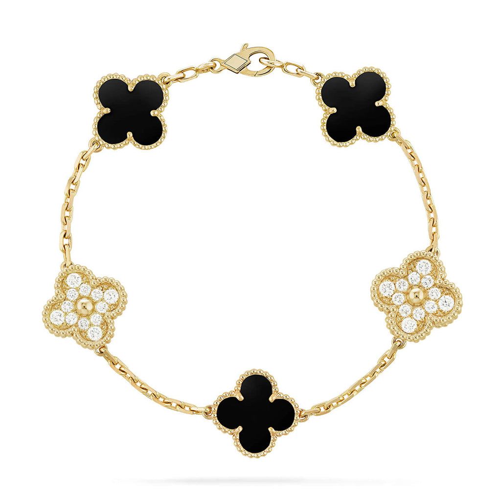 [Elowen jewels ] CLOVER 5 MOTIF ONYXS BRACELET COLLECTION