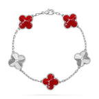 [Elowen jewels ]KLEEBATT-ARMBAND MIT 5 MOTIVEN, ROTES MUSTER, KOLLEKTION