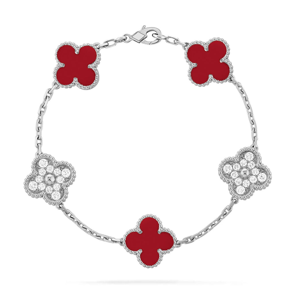 [Elowen jewels ] CLOVER 5 MOTIF RED CORNELIAN BRACELET COLLECTION