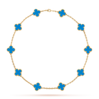 [Elowen jewels ]CLOVER 10-MOTIV-HALSKETTE MIT BLAUEM ACHAT