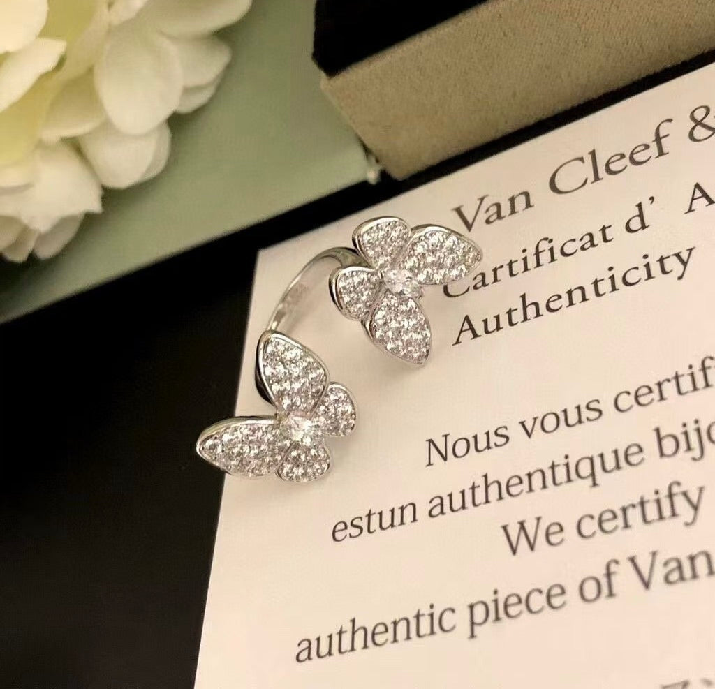 [Elowen jewels ]ツインシルバーバタフライダイヤモンドリング