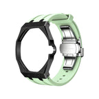 Exclusive Royal Oak Pop model, steel frosted gold case with a silicone strap