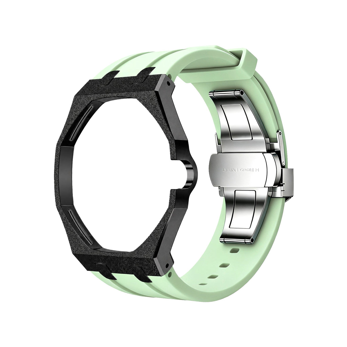 Exclusive Royal Oak Pop model, steel frosted gold case with a silicone strap