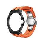 Exclusive Royal Oak Pop model, steel frosted gold case with a silicone strap