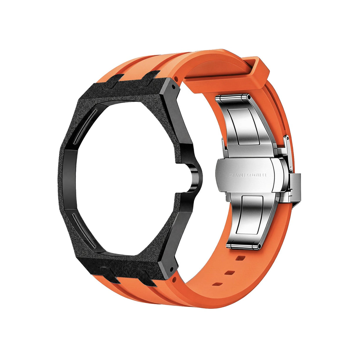 Exclusive Royal Oak Pop model, steel frosted gold case with a silicone strap