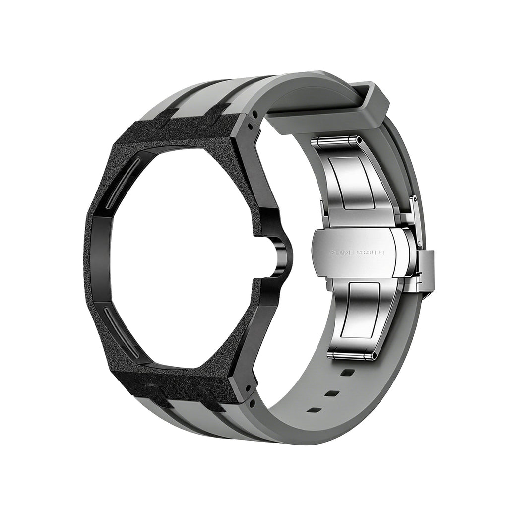 Exclusive Royal Oak Pop model, steel frosted gold case with a silicone strap