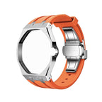 Exclusive Royal Oak Pop model, steel frosted gold case with a silicone strap