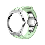 Exclusive Royal Oak Pop model, steel frosted gold case with a silicone strap