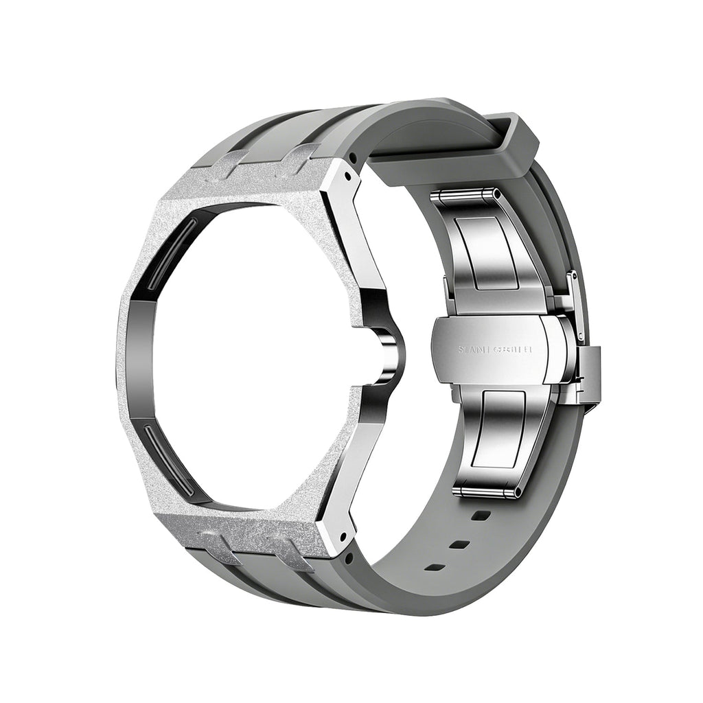 Exclusive Royal Oak Pop model, steel frosted gold case with a silicone strap