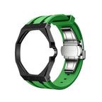 Exclusive Royal Oak Pop model, steel frosted gold case with a silicone strap