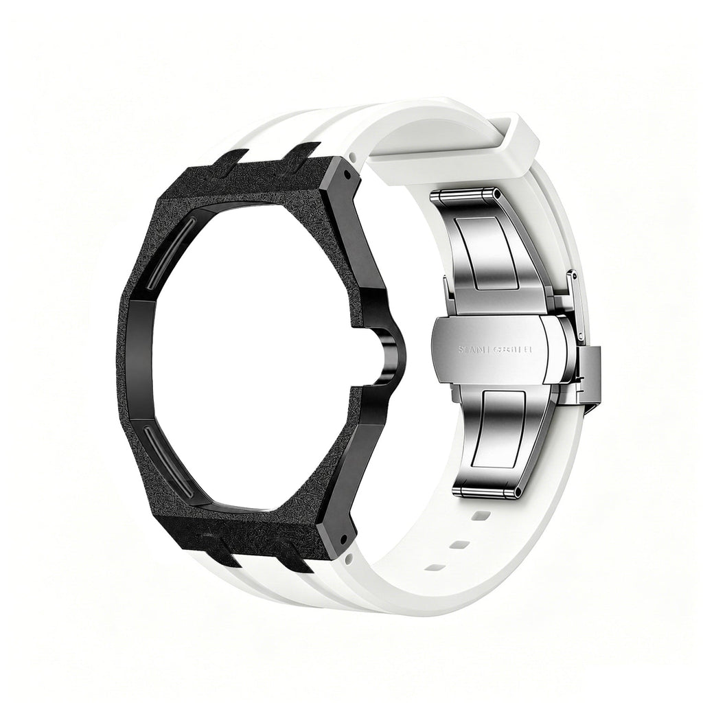Exclusive Royal Oak Pop model, steel frosted gold case with a silicone strap