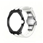 Exclusive Royal Oak Pop model, steel frosted gold case with a silicone strap
