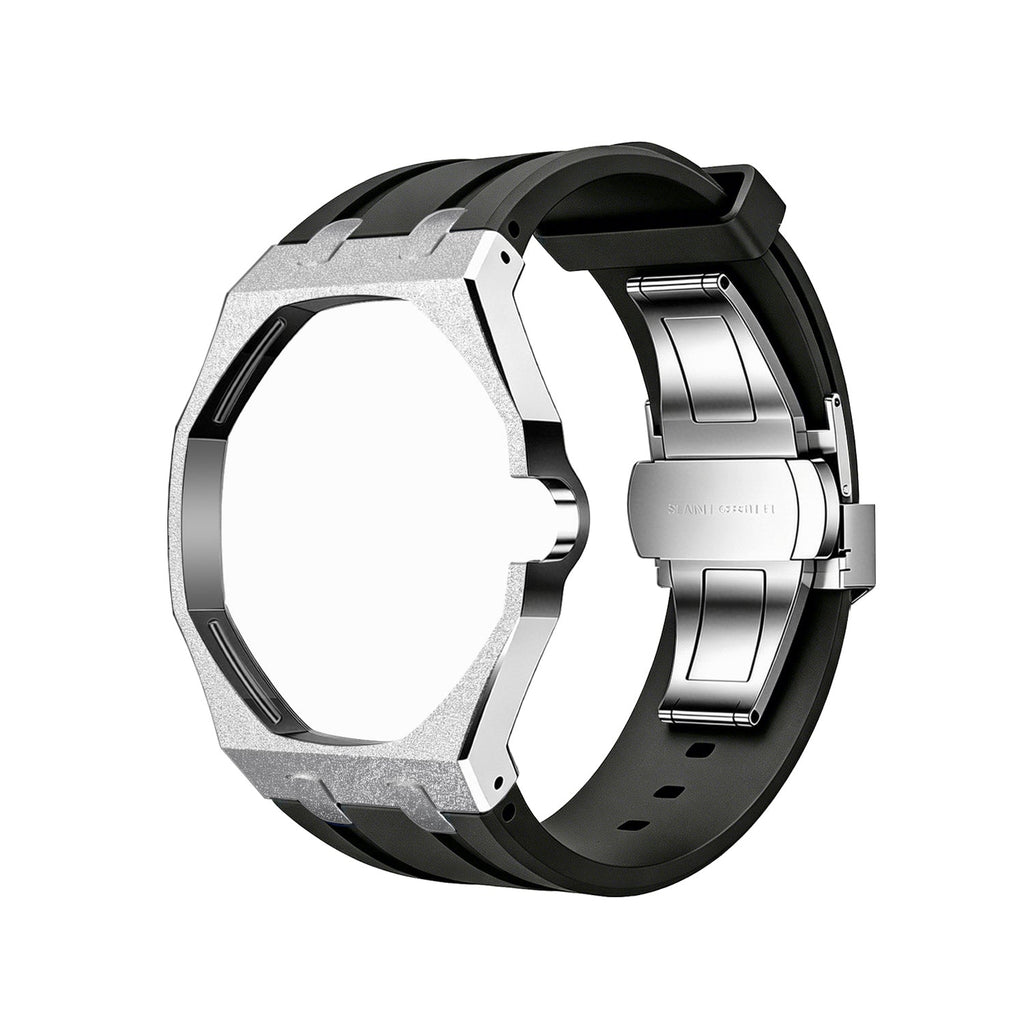 Exclusive Royal Oak Pop model, steel frosted gold case with a silicone strap
