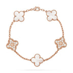 [Elowen jewels ]KOLLEKTION CLOVER WHITE PEARL MOP ARMBAND MIT 5 MOTIVEN