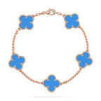 [Elowen jewels ] KOLLEKTION CLOVER 5 MOTIV ARMBAND MIT BLAUEM ACHAT