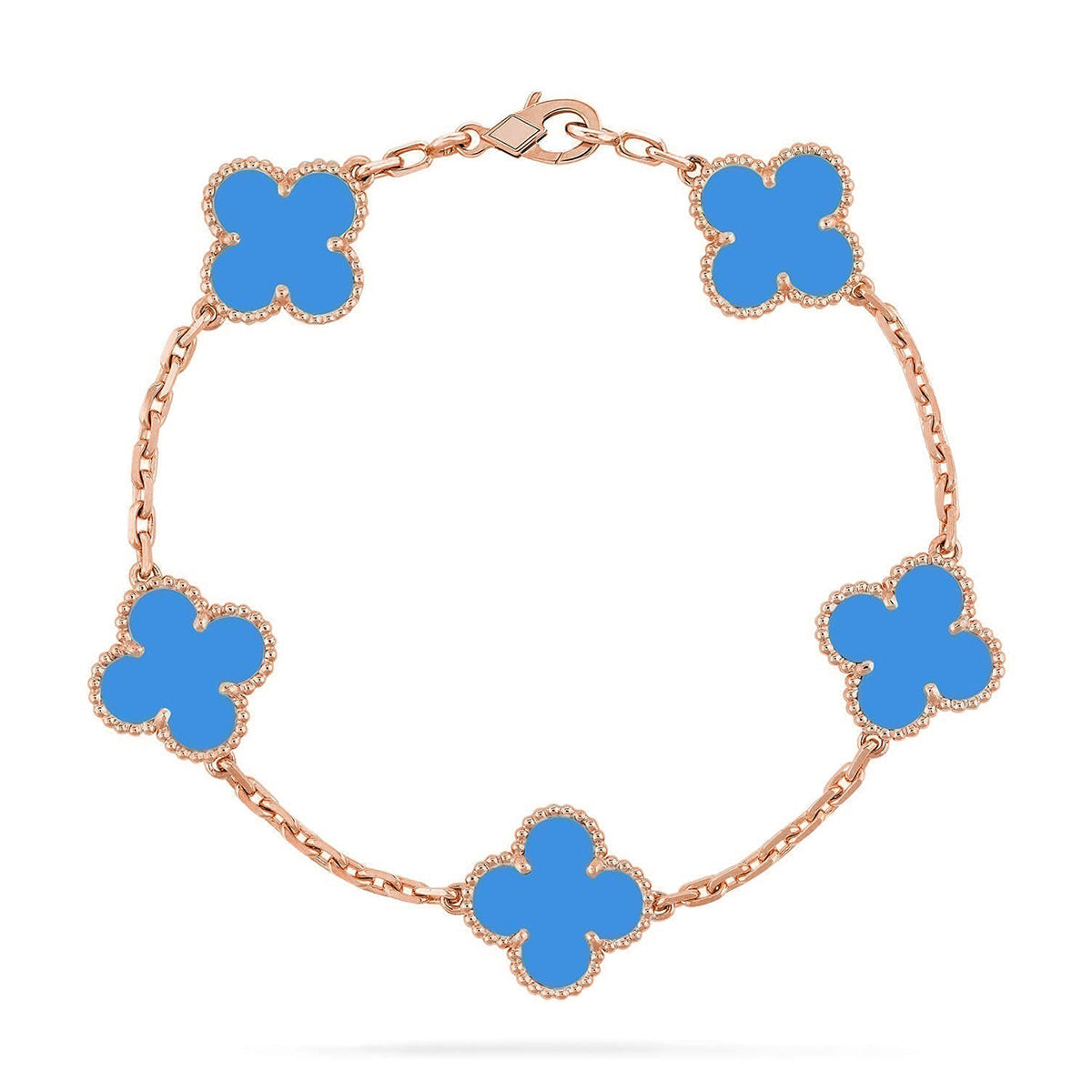 [Elowen jewels ] KOLLEKTION CLOVER 5 MOTIV ARMBAND MIT BLAUEM ACHAT