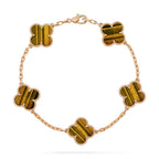 [Elowen jewels ] KOLLEKTION KLEEBLATT ARMBAND MIT 5 TIGERAUGE-MOTIVEN