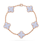 [Elowen jewels ] KOLLEKTION: CLOVER 5-MOTIV ARMBAND AUS LILA CHALCEDON