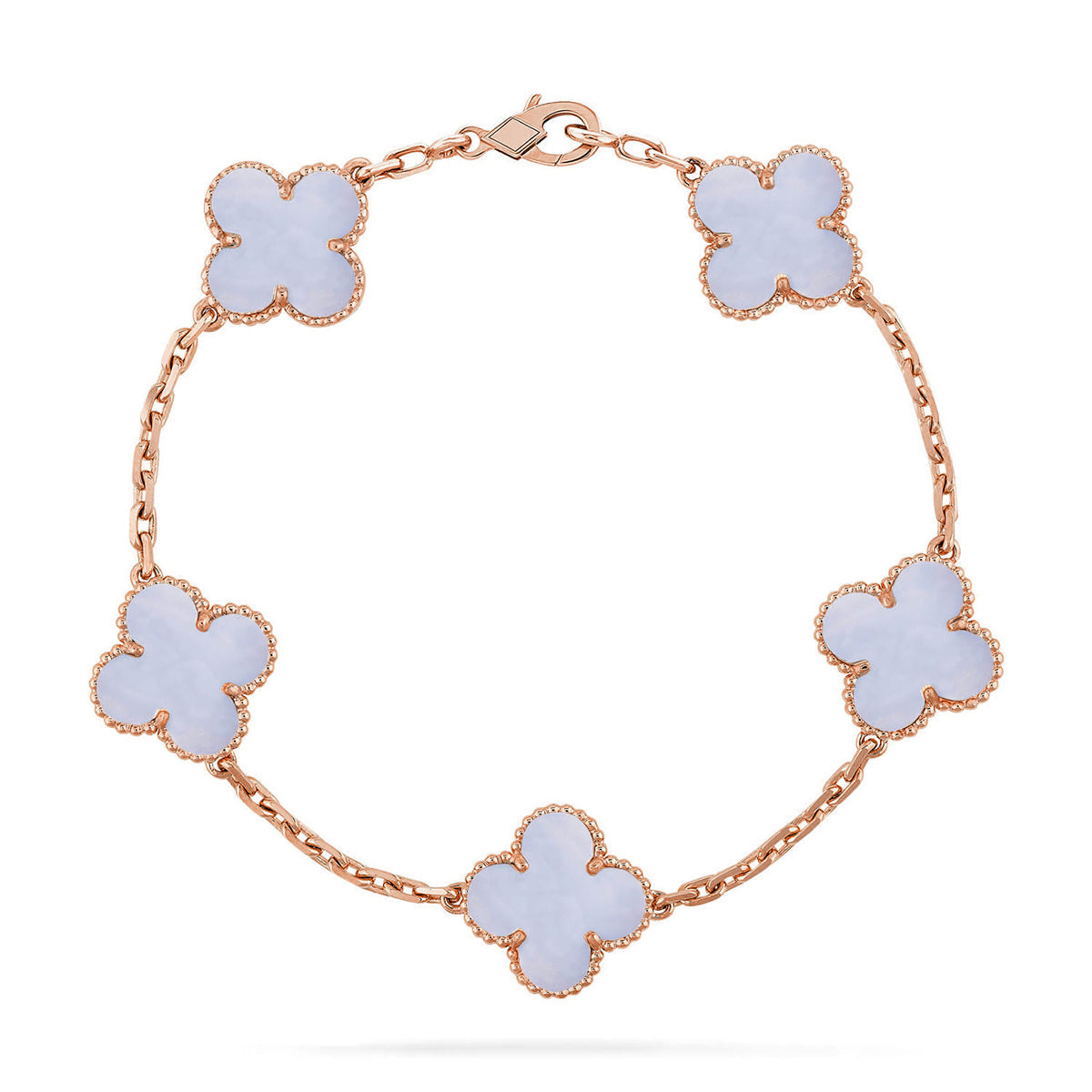 [Elowen jewels ] KOLLEKTION: CLOVER 5-MOTIV ARMBAND AUS LILA CHALCEDON
