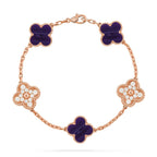 [Elowen jewels ]CLOVER ARMBAND MIT 5 MOTIVEN LILA STREIFEN KOLLEKTION