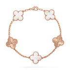[Elowen jewels ]KOLLEKTION CLOVER WHITE PEARL MOP ARMBAND MIT 5 MOTIVEN
