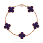 [Elowen jewels ]CLOVER ARMBAND MIT 5 MOTIVEN LILA STREIFEN KOLLEKTION