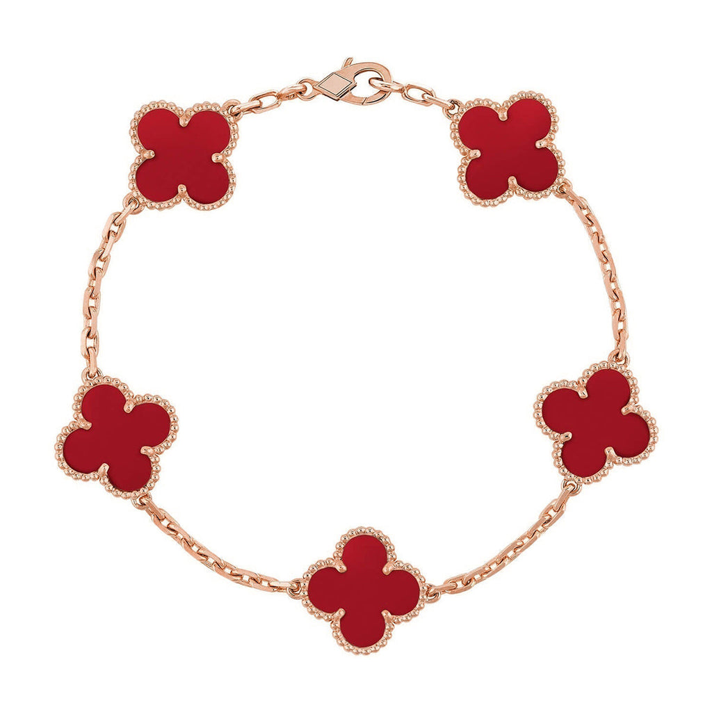 [Elowen jewels ] CLOVER 5 MOTIF RED CORNELIAN BRACELET COLLECTION
