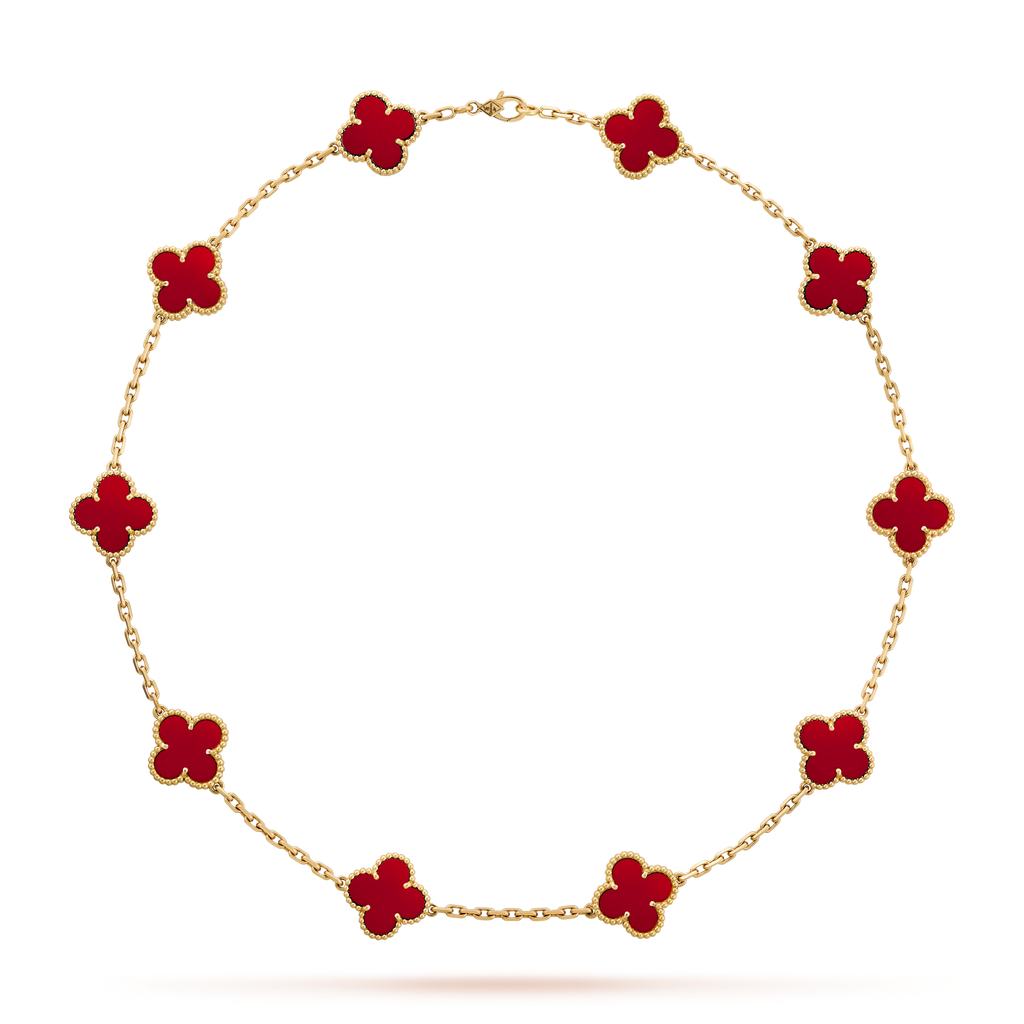 [Elowen jewels ]CLOVER HALSKETTE MIT 10 MOTIVEN KARNEOL