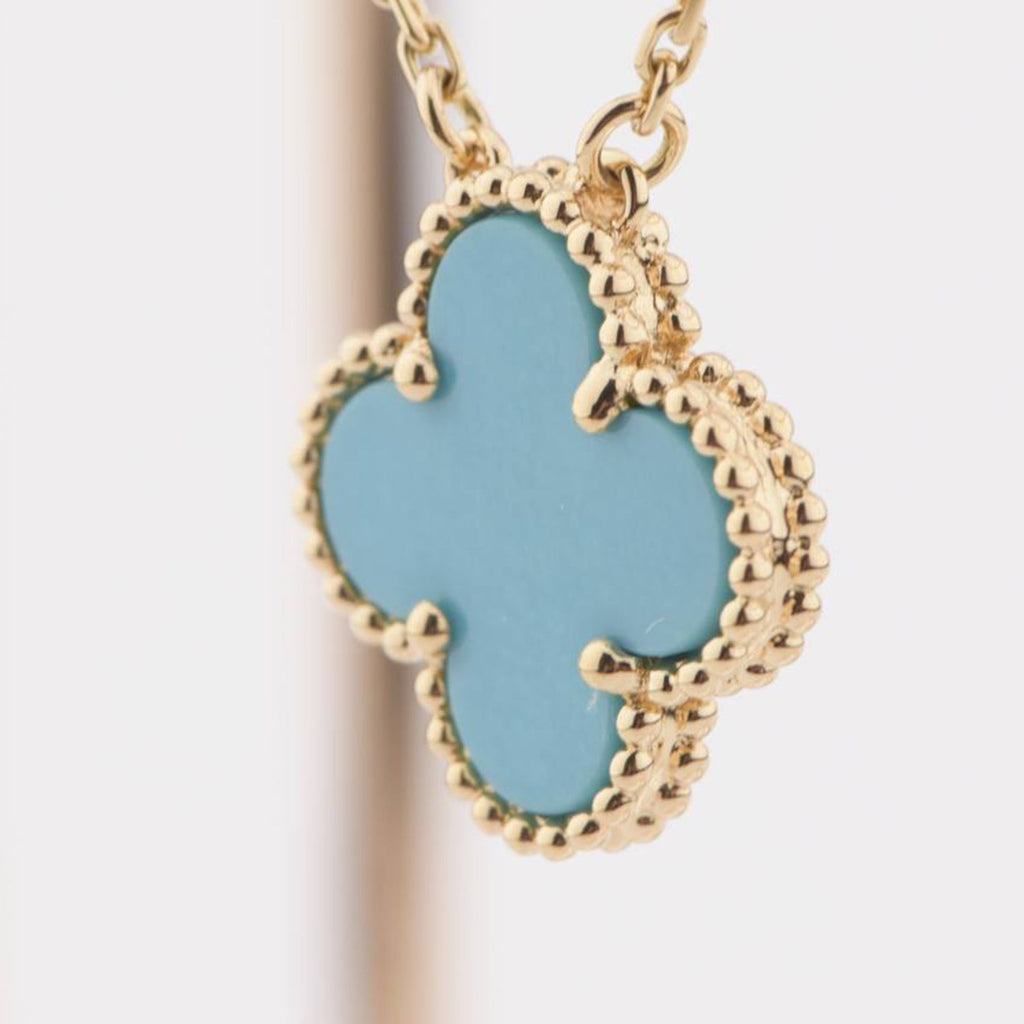 [Elowen jewels ]CLOVER 15MM VINTAGE TURQUOISE NECKLACE